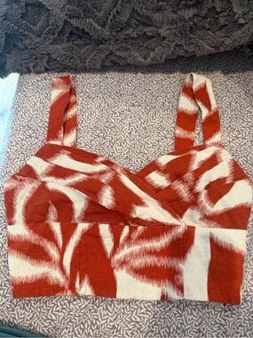 Banana Republic Red and White Printed Crop Top